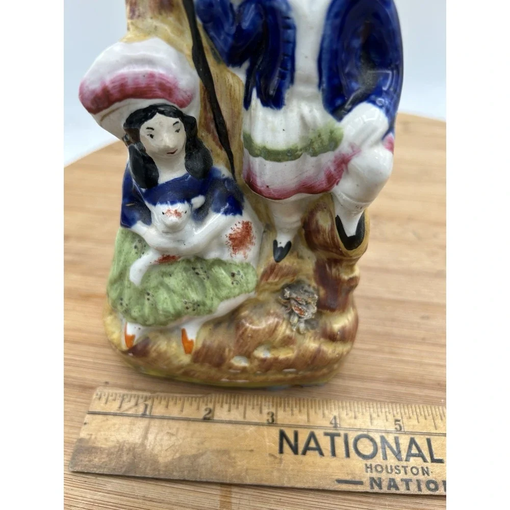 19th Century English Staffordshire Flatback‎ Pottery Spill Vase Couple